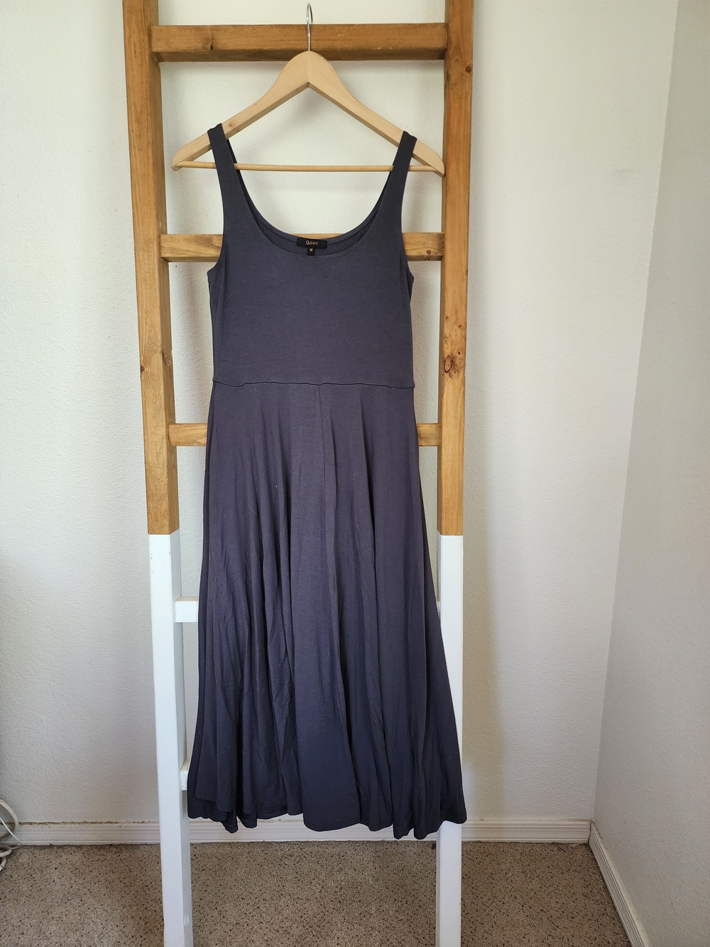 Quince Gray Tencel Fit & Flare Midi Dress Size Medium Soft Stretch Sleeveless